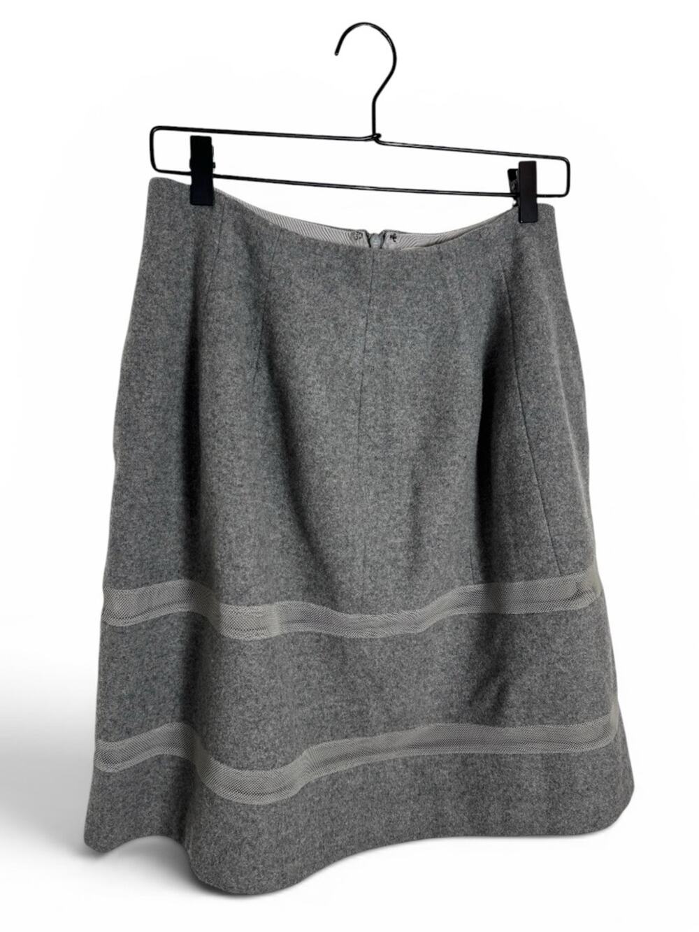 Madewell Turnout Structured Mesh Wool Gray A-Line Skirt